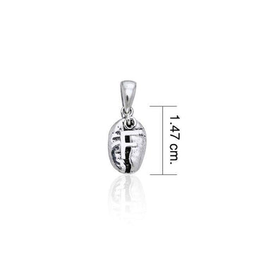 Letter F on Coffee Bean Silver Pendant TP413 - Jewelry